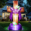 8 Ft Easter Inflatable Cross Outdoor Decoration, Blow Up He is Risen Yard Decorations with Built-in LED