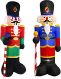 EEkiiqi 2 Packs 8ft Nutcracker Soldier Christmas Inflatable Decor for Yard/Outdoor/Lawn/Porch Decor (Red/Bl