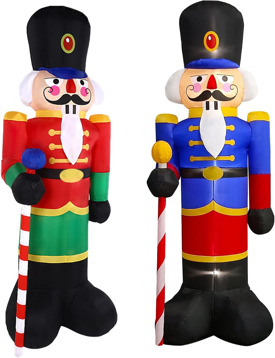 EEkiiqi 2 Packs 8ft Nutcracker Soldier Christmas Inflatable Decor for Yard/Outdoor/Lawn/Porch Decor (Red/Bl