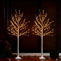 Wexo Palindrog Lighted Birch Tree, 2 Pack 6 FT Prelit White Artificial Christmas Trees with Total 288 Warm