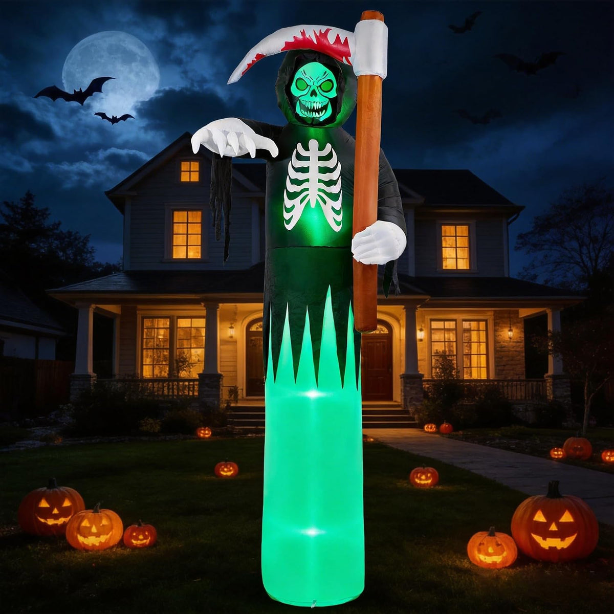 12 ft Inflatable Grim Reaper with Scythe, Halloween outdoor decoration