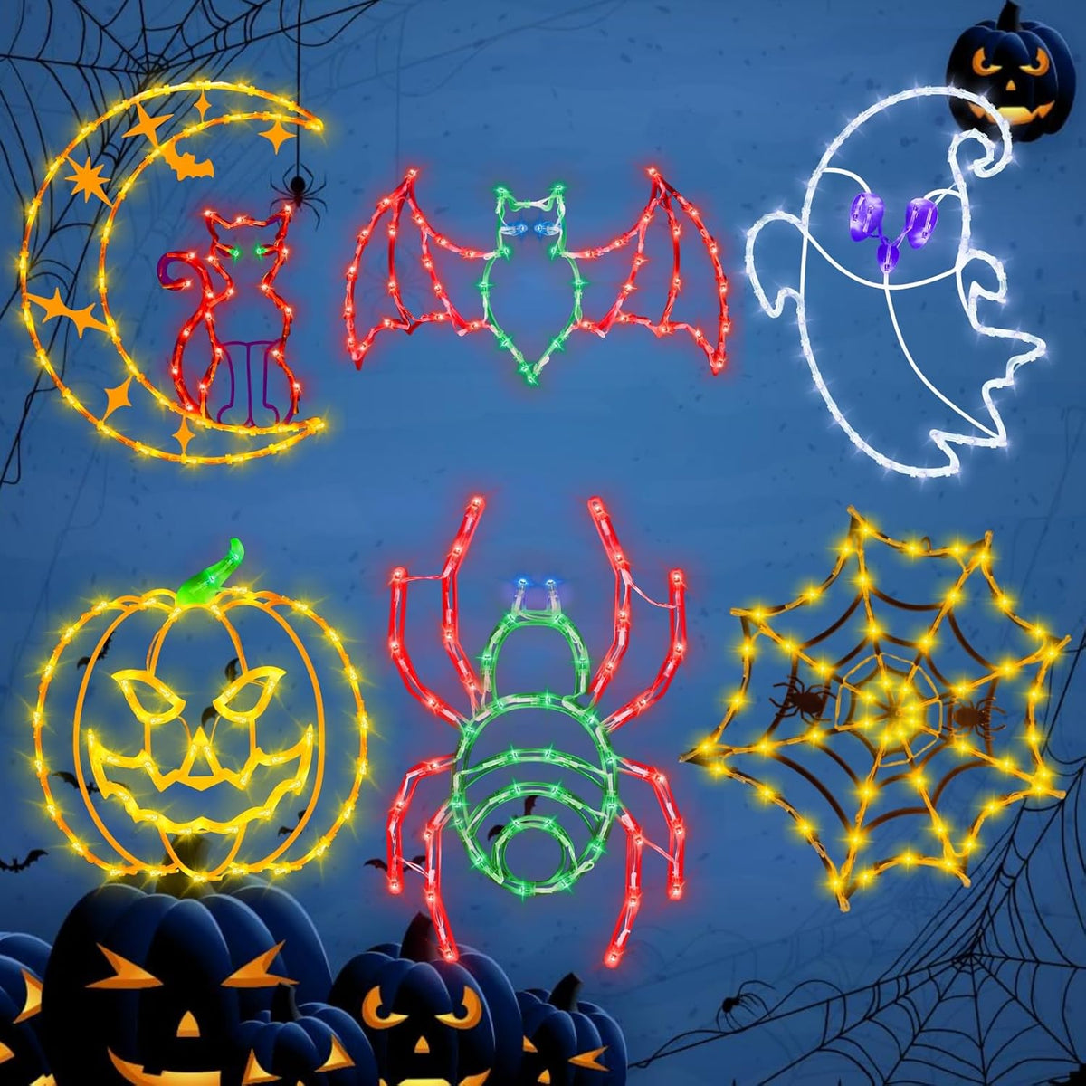 TRWYMZ Halloween Decorations - 16" Halloween Window Silhouette Lights / 6 Pack Colour Lighted for Holiday
