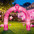 Shappy 9ft Breast Cancer Awareness Inflatable Arch Decorations LED Lights / Pink Ribbon Blow up Archway,