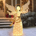 Bshine Lighted Christmas Halo Angel Decor, LED Holiday Display / 3D Metal Frame With Warm LED Glow, Large