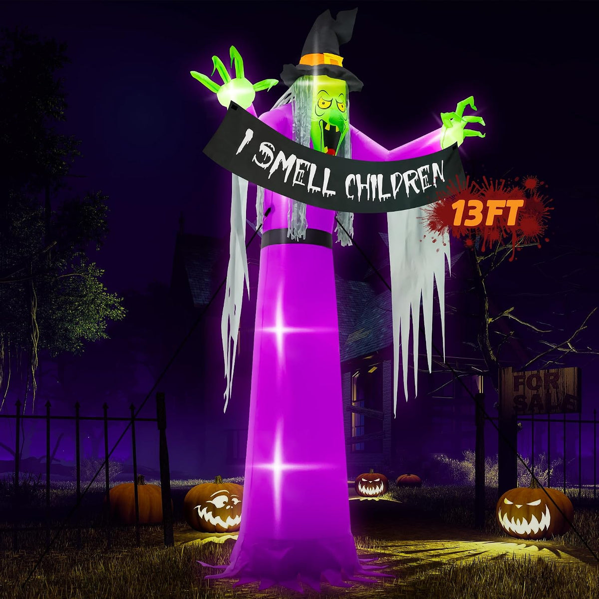 13 ft Inflatable Witch, Halloween outdoor decoration