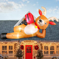 12 FT Giant Christmas Inflatable Reindeer Outdoor Decorations, Large Blow Up Reindeer with Gift Box Decor,
