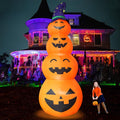 DearSun 12FT H Giant Halloween Inflatable Stacked Pumpkins with Witch's Hat, Blow up 4 Pumpkins Inflatable