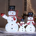 JOIEDOMI 3 Pcs 3D Christmas Collapsible Snowman Yard Light 270 Pre-Lit LED Cool White Lights for Indoor